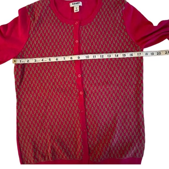 Old Navy Women's Fuschia Geometric Print Button Up Cardigan Sweater Size Medium - Picture 6 of 8